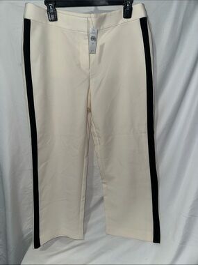 LOFT Cream Pants with Black Side Stripes